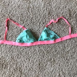 VS pink Mint and coral lace triangle bralette